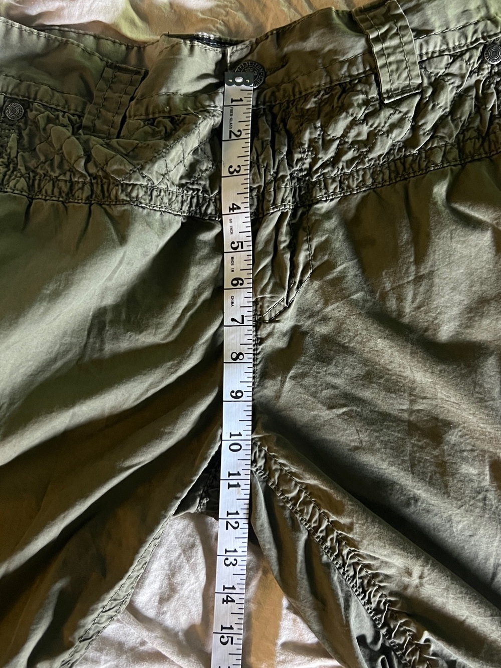 Affliction Olive Green Cargo Shorts Mens Size 32 Military Utility Y2K - Picture 13 of 13